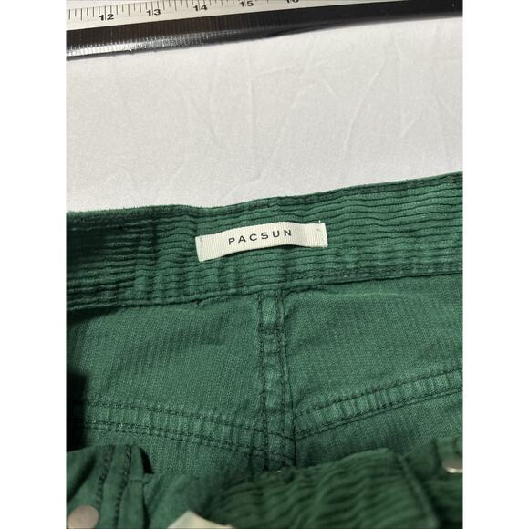 PACSUN Dad Jean Womens 24 Green Corduroy Pants Button Fly Straight Leg Y2K Urban - Picture 4 of 10